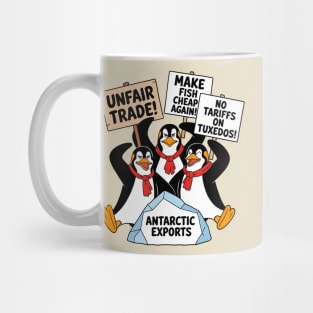 Penguins-Protest-Against-Tariffs-Funny-Penguin-Tariff Mug